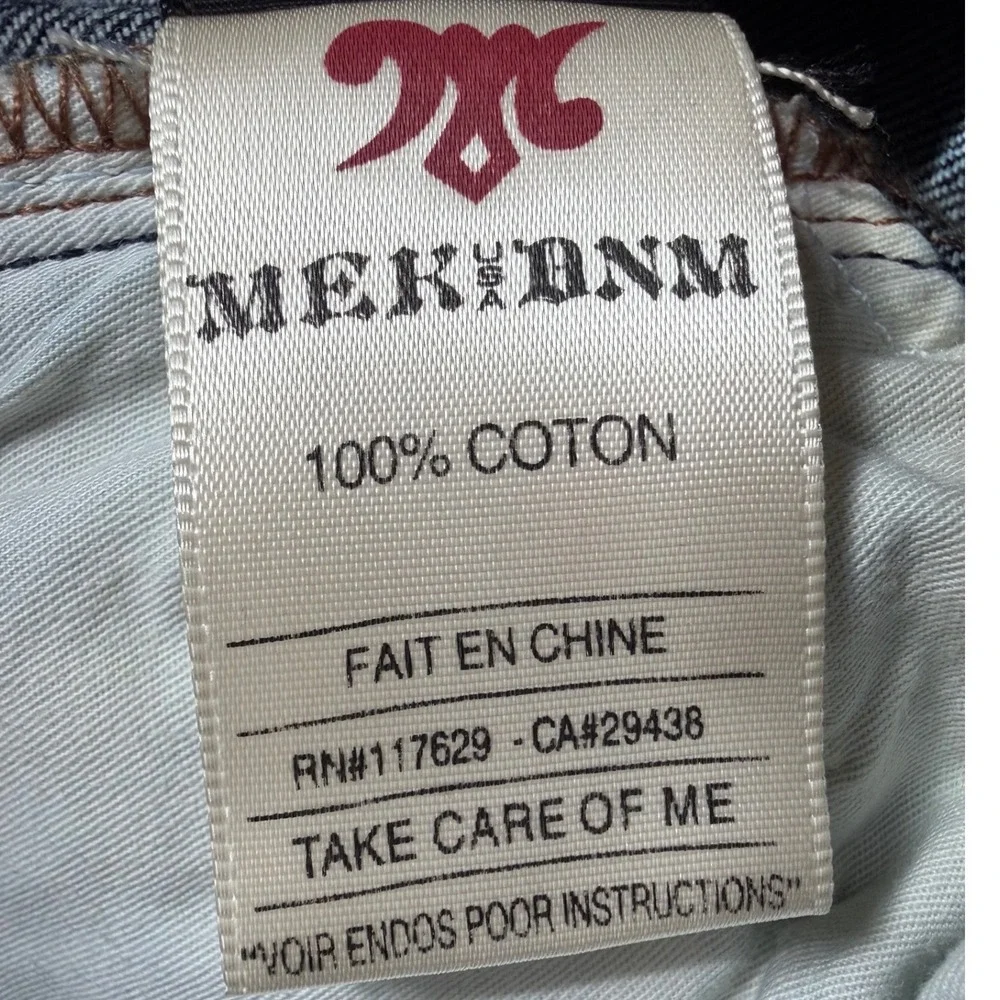 MEK DNM Calix‎ Straight Leg Jeans Mens 36x34 Dark Wash Embroidered Heavy Stitch